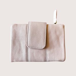 FOSSIL: Soft Pink Vegan Leather Wallet With Fabric Interior